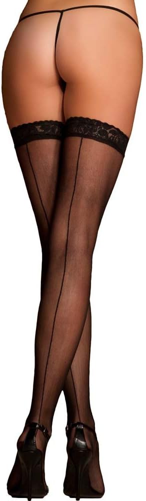 Rene Rofe Women's Lace Top Sheer T'hi W/Backseam