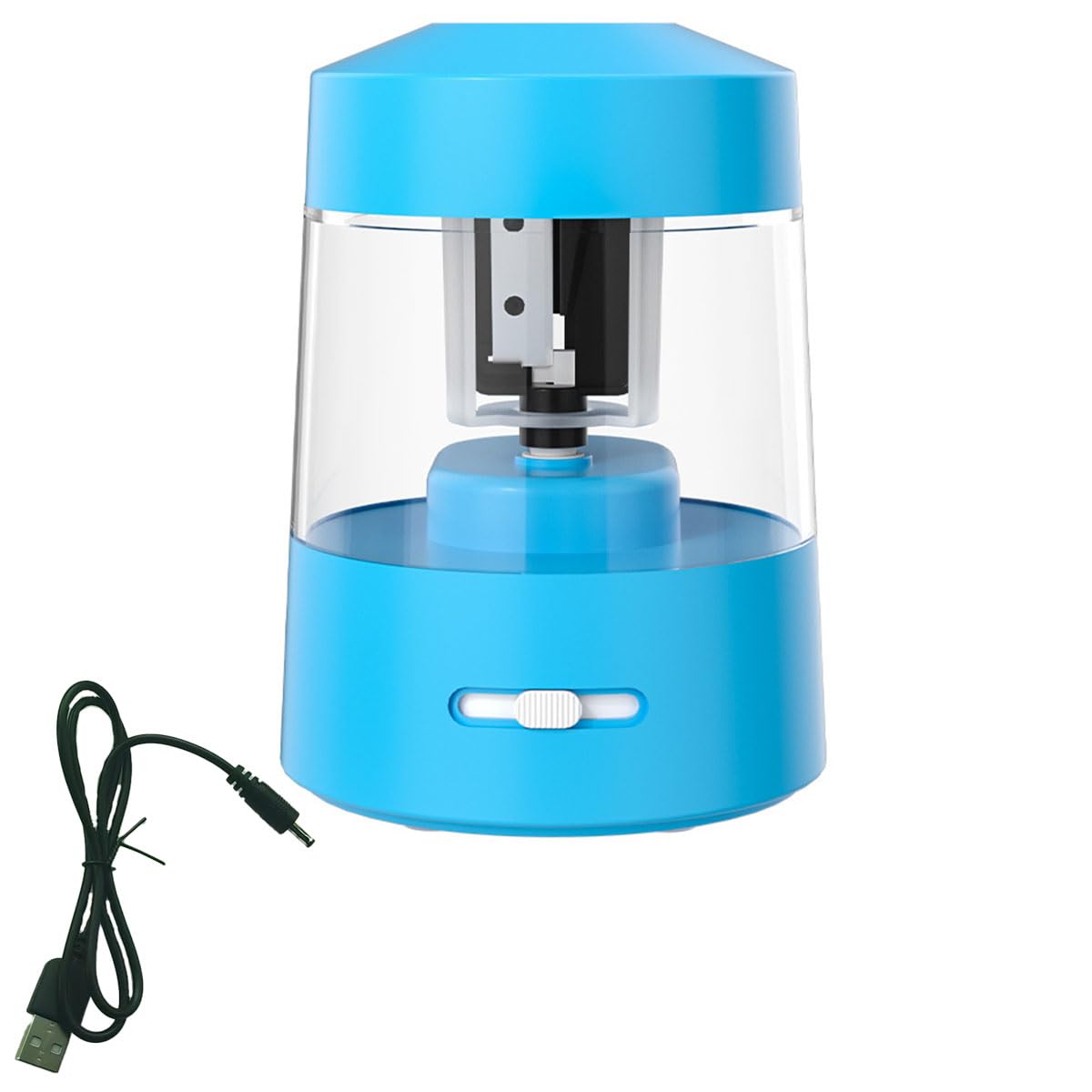 Sacapuntas eléctrico de tinta, hoja helicoidal resistente para afilar rápidamente, parada automática para lápices de colores n.º 2 (6-8 mm), adaptador de CA/funciona con pilas en el aula escolar