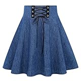 IDEALSANXUN Blue Jean Skirt for Women Y2k Mini Denim Skirt (Denim Blue, M)