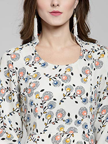 Image of Sera Women's Floral Black Polyester Anarkali Fusion Calf Length Kurta