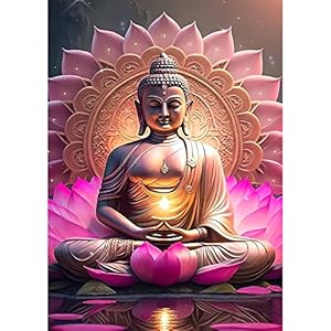 QENSPE 5D Diamant Painting Buddha Lotusblume Set