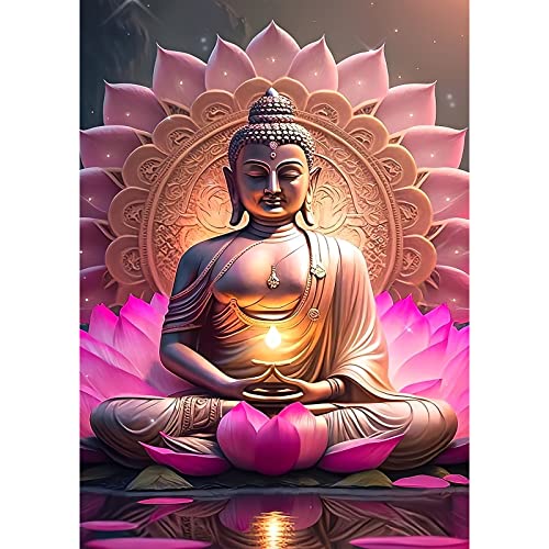 QENSPE 5D Diamant Painting Buddha Lotusblume Set