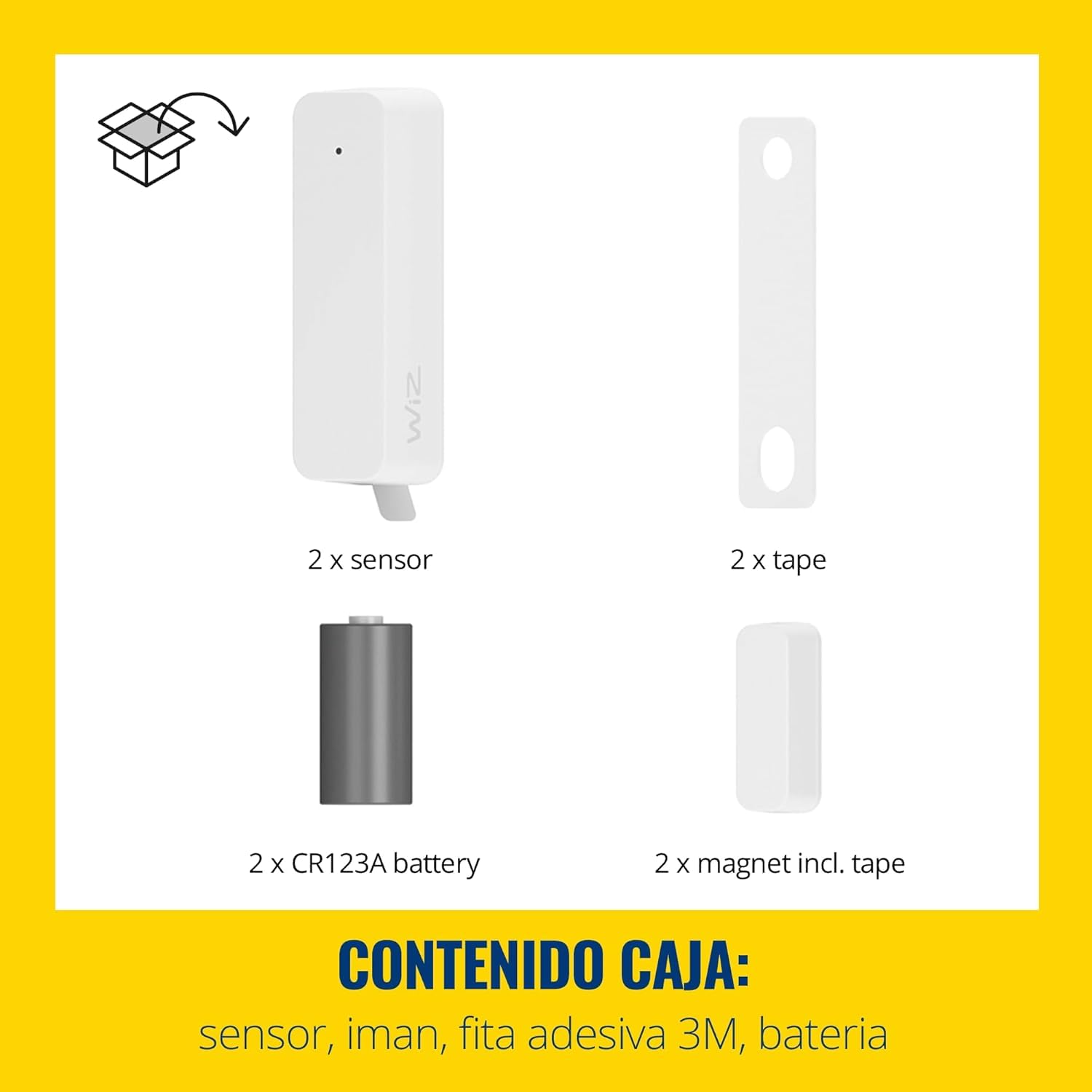 WiZ Sensor de Contacto - Vigilancia del hogar, alertas en Tiempo Real, alarmas Luminosas, fácil instalación, Control de Aplicaciones, conexión con cámaras y Luces WiZ, Paquete Doble