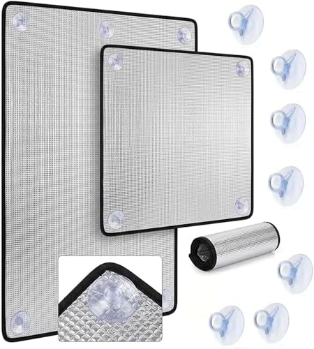 Lámina Reflectante De Calor para Ventanas   Aislamiento Térmico Reutilizable De Papel De Aluminio con Ventosas, Bloqueador Solar Portátil para Protección contra Black 30x50cm