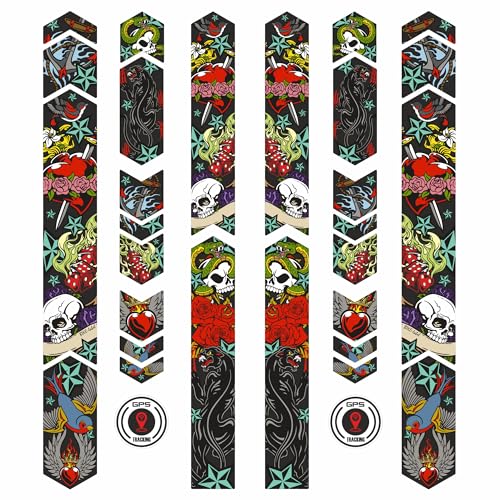 BIKE-label X400118VE - Juego de adhesivos para bicicleta, 14 piezas, XL, diseño de calavera