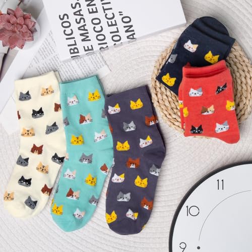 Image of Chalier Womens Funny Socks Cozy Cute Printed Patterned Fun Socks Novelty Cat Dog Socks for Women