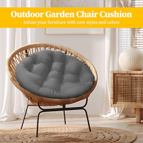 LOVIVER 60x60cm Sitzkissen Kissen, Stuhlauflagen Wasserdicht für Autositzen, Rundes Gartenstuhlkissen, Sitzkissen Outdoor/Indoor, Dunkelgrau
