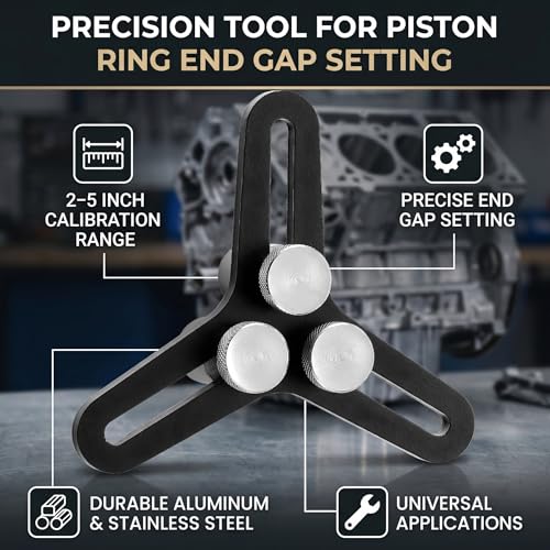Piston Ring Squaring Tool, Universal 2-5 Inch Bore Range for Engine Ring End Gap Calibration Aluminum Alloy Stainless Steel