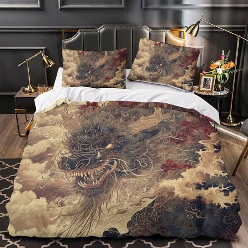 Housse de couette dragon 3D en microfibre douce infroissable