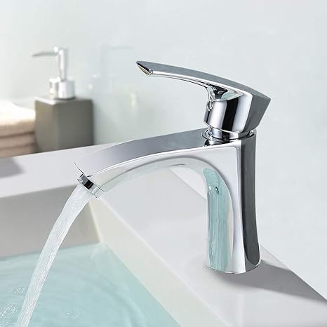 Homelody Grifo de Lavabo para Baño de Latón Grifo Monomando Grifo de Cuenca Grifo Cromado con Aireador ABS Desmontable Ahorro de Agua Mezclador Agua ...