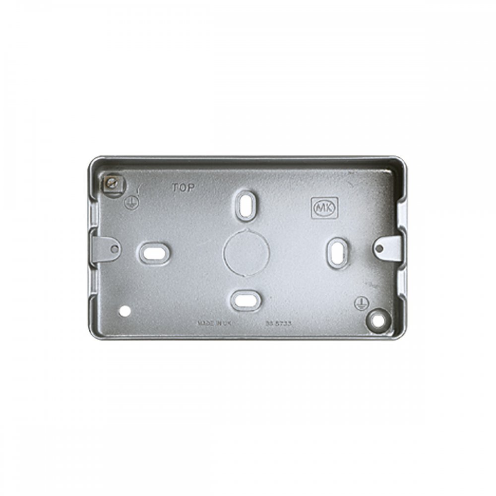 MK K8892ALM Grid Plus 2 Gang 41mm Steel Surface Box with 20mm Knockouts