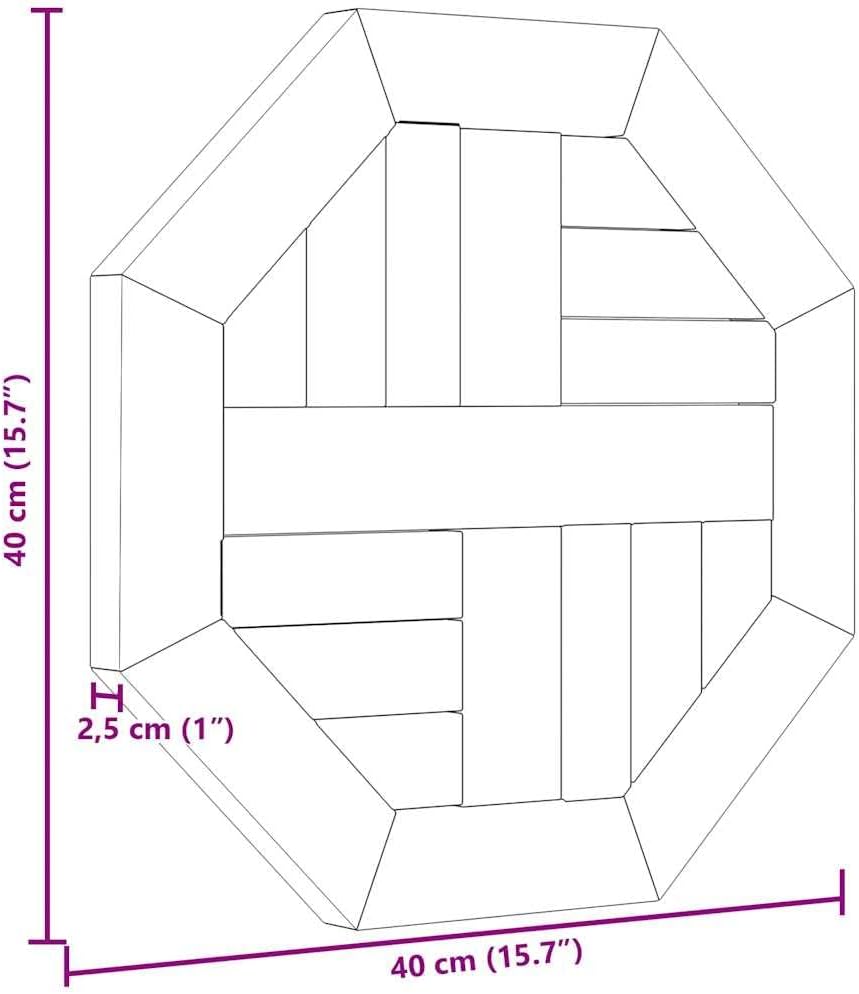 Octagonal Solid Teak Table Top 15.7x15.7x1 in, Smooth Sanded Butcher Block Countertop for Compact Kitchen Island, RV Dining, Patio Bistro, Indoor/Outdoor Brown