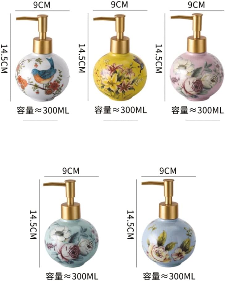 Dispenser Pump Ceramic Soap & Lotion Dispenser for Kitchen Or Bathroom Hand-Painted Shower Dispenser Countertops Pump Dispenser,High Capacity Lotion Dispenser