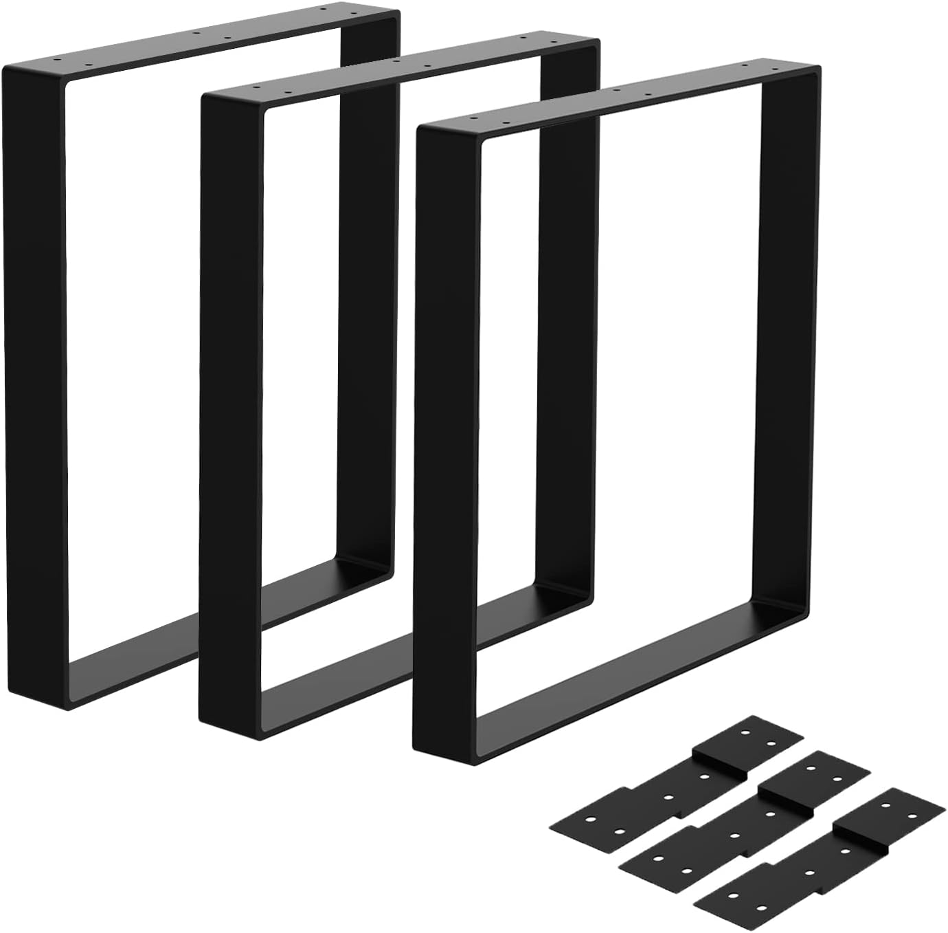 Orgerphy 16” Black Square Metal Table Legs (3PCS) Heavy Duty Metal Bench Legs Furniture Legs
