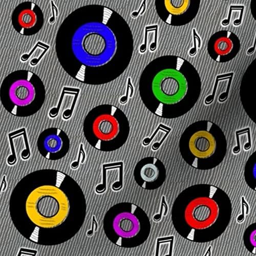 Miniatura 6 de Spoonflower Tela  Rock Roll Records Notas musicales Música Retro Rockabilly Banda colorida impresa en pétalos Signature Tela de algodón Fat Quarter