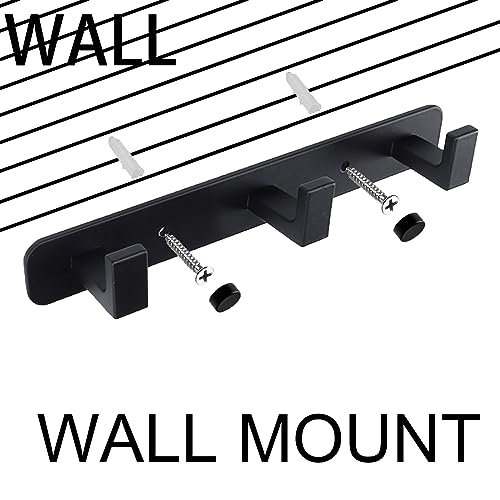 Image of Coat Rack, Heavy Duty Stainless Steel 3 Tri Coat Hook Hanger, Wall Mounted Wall Hooks, Rustic Clothes Hook /Key Hook Rail for Bathroom Kitchen Entryway(2 Pack, 3 Hook Black)