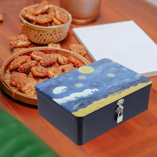 Lata para galletas de hojalata mediana con cerradura y bote hermético decorativo 5