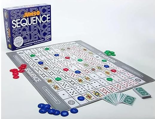 Kids Jumbo Sequence Board Game | Strategic Board Game for Kids and Adults | Family Board Games | Card Game,Multicolor,Pack of 1 (B0DHL8PY78) Amazon Price History, Amazon Price Tracker