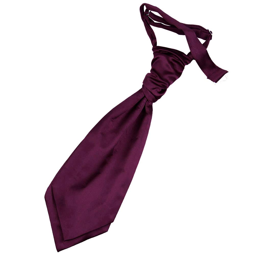 Dqt Boys Plum Plain Satin Pre-Tied Scrunchie Cravat - Wedding Page Formal