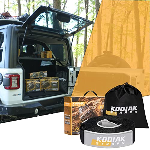 Kodiak Straps Tow Strap – 3'' X 30Ft Car Tow Straps Heavy Duty With 35,000 Lbs. Break Strength And Reinforced Loops Emergency Rope Off Road Recovery Equipment Towing Straps Draw String Bag Included #TOP7