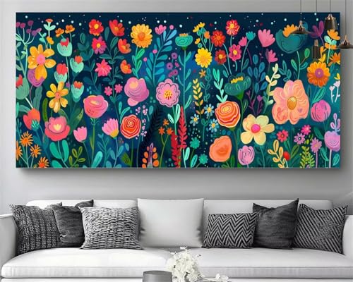 Broderie diamant XXL 80x160 cm motif jardin pour decoration salon chic