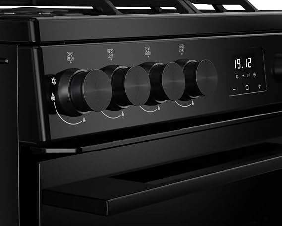 Belling 60cm wide Double Oven Dual Fuel BEL FSA VISION 60DF Cooker - Black - A Rated [Energy Class A]