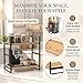 LEMIKKLE 2-Tier Coffee Bar Organizer With Basket,Wooden Shelf for Coffee Bar Accessories,Spice Rack Organizer for Countertop-Brown