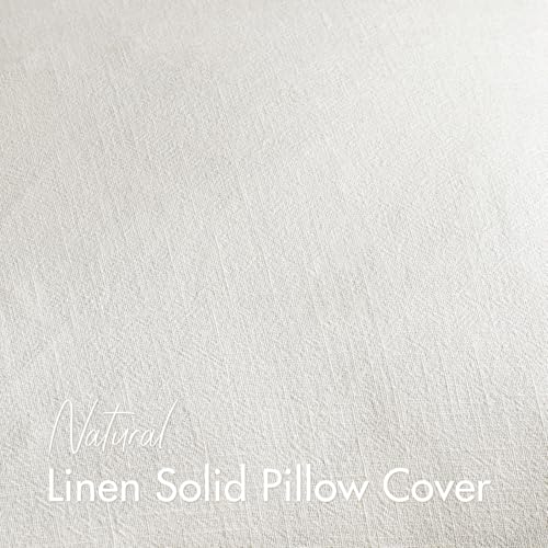 Image of 28x28 Inch Euro Sham Set of 2 Decorative Linen Solid Throw Pillow Covers Boho Accent Farmhouse Pillowcases Modern Netural Home Decor for King Bed Couch Sofa Living Room,Cream White