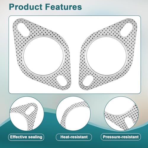 Image of 4 Pcs Car Exhaust Gasket, 2.5-Inch 2-Bolt High Temp Exhaust Manifold Flange Pipe Gasket Turbo, 120-06310-0002 Car Accessories Replacement for Car Exhaust Turbo Headers