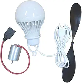 Kit gerador de turbina eólica, conjunto de experimentos científicos DIY com motor, hélice e lâmpada USB para estudantes aprenderem princípios de energia renovável e física prática