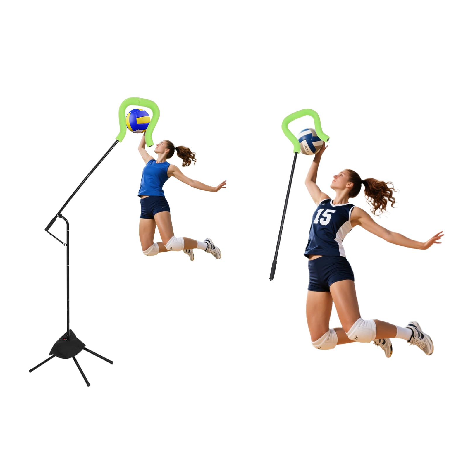 Volleyball Spike Hitting Trainer with Adjustable Modes & Height, Lightweight Volleyball Training Equipment for Serving, Spiking and Jump Training, Ideal for Beginners and Pros