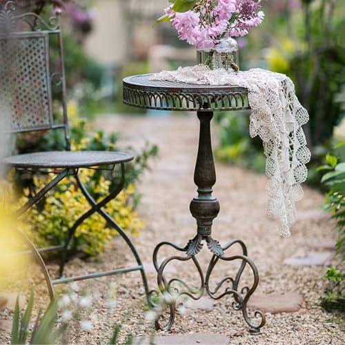 Table d'appoint toutes saisons en métal durable pour plantes et extérieur