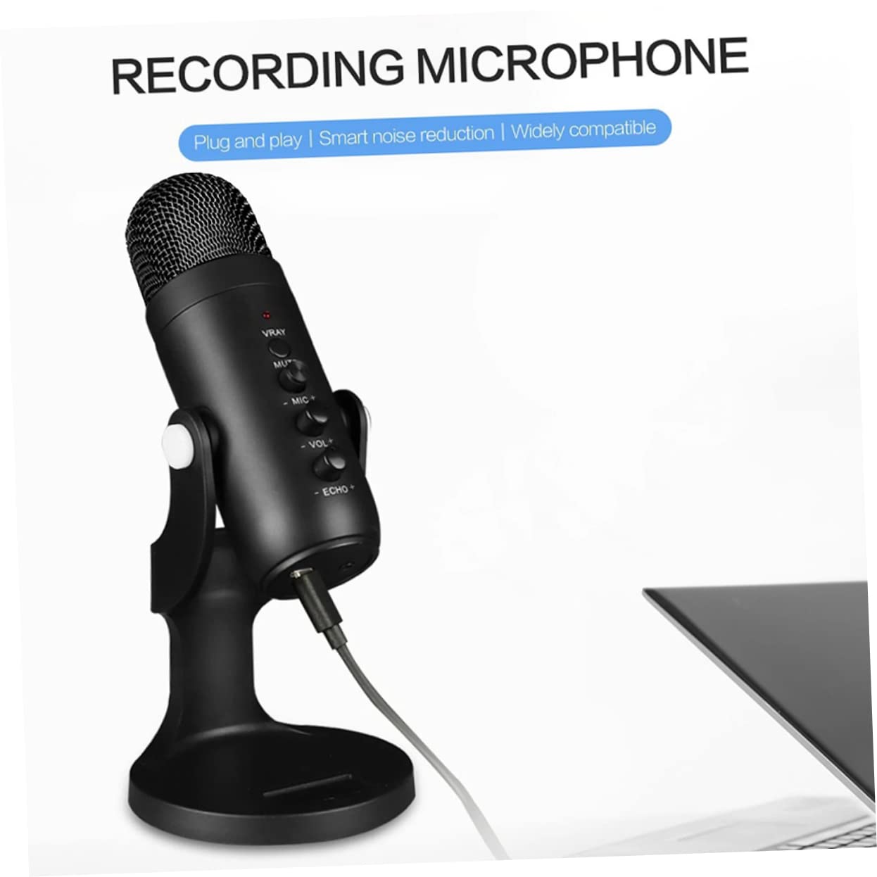 IMIKEYA USB Kondensatormikrofon für PC und Laptop mit Hoher Empfindlichkeit Schwarzes Abs Material für Live Streaming und Präzise Sprachaufnahme Am Schreibtisch