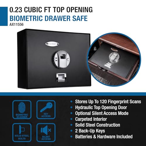 Barska AX11556 Biometric Fingerprint Top Opening Security Drawer Safe Box 0.23 Cubic Ft, Multi, One Size by Barska - Image 3
