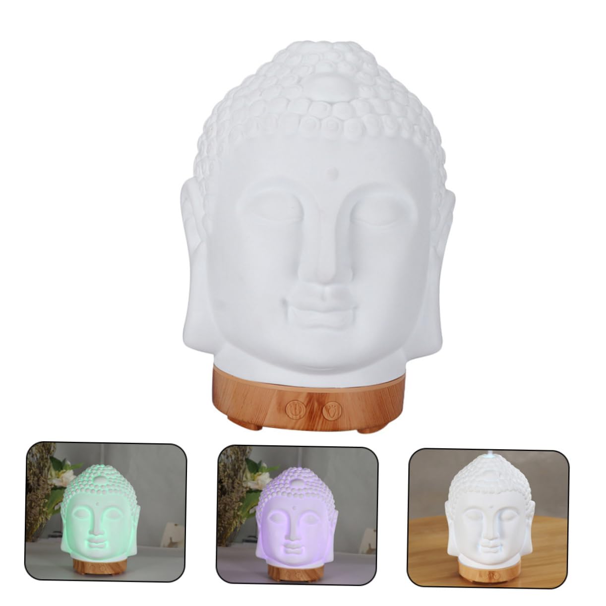 Aromadiffusor 1 Stück aus Keramik Buddha Kopf Weiß | Luftbefeuchter für Hotel und Schlafzimmer, unter 1l Fassungsvermögen, Tragbar und Befeuchtend