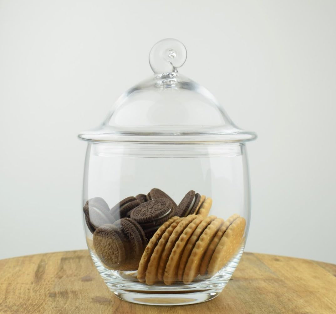 EMH Handmade Clear Glass Jar Cookie Sweet Candies Storage Jar With Lid H:24.5 cm