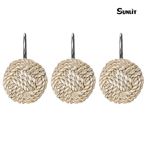 Sunlit Boho Knots Shower Curtain Hooks, Home Decorative Shower Curtain Rings for Bathroom, Seaside Nautical Shower Curtain Hangers Bathroom Accessories, Set of 12 - Image 3