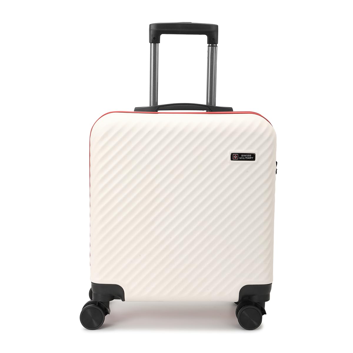 - SWISS MILITARY Sirius Overnighter 45cm Hard Shell Cabin Luggage Trolley with 15.4” Laptop Compartment & 3 Dial Lock, 360° Wheels, Lightweight PC Travel Suitcase Bag for Men & Women (39L) White