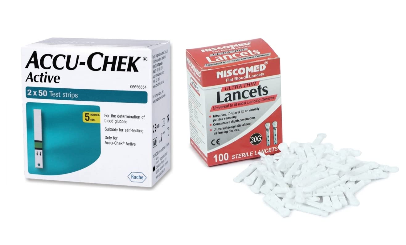 AccuChéck Active 100 Strips with 100 Flat Needles