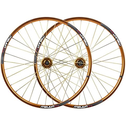 MZPWJD MTB Disc Brake Wheel Set 26 Inch Mountain Bike Bicycle Rims QR For 7/8/9/10 Speed Cassette 32 Spoke (Color : Gold, Size : 26") Cover
