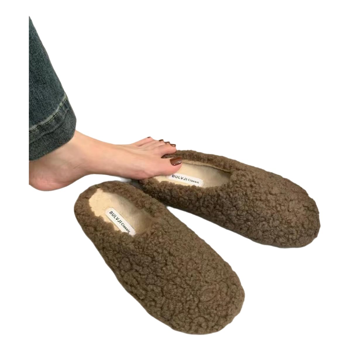 Donna Pantofole in Peluche Peluche, Appartamenti All'aperto Slip-on-nero-37