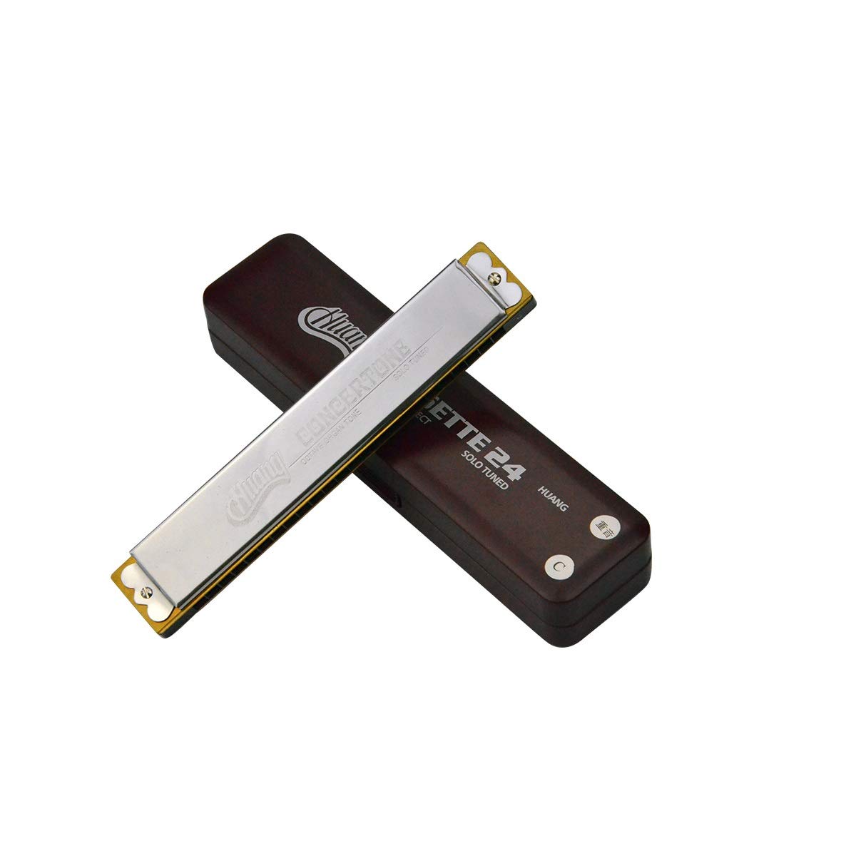 CHUJIAN Harmonica, 24-hole Tremolo Harmonica, C-tune Brand Accent, Adult Piano, Silver Harmonica, (Color : Silver)