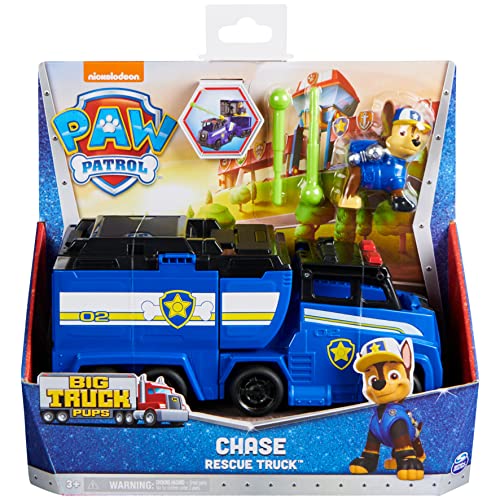 Image of Paw Patrol Big Truck Pup's Chase Transforming Toy Truck with Collectable Action Figure|Vehicle Set with a Launch Rescue Projectile|Roleplay Toy for Kids 3+|Activity Set|Birthday Gifts|Made in India