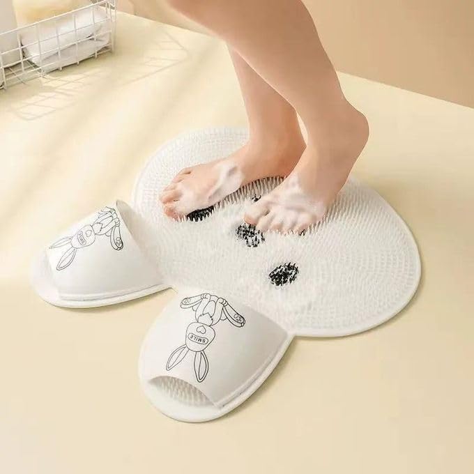 Upgrade Shower Foot Scrubber Mat with Non-Slip Suction Cups, Rabbit-Shaped Silicone Foot Scrubber in Shower for Men & Women [Pack of 1- Multicolor]-image-33