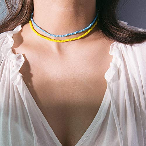 Collier de perles de graines boho H3TF5J chaîne ras de cou tendance ethnique - 3