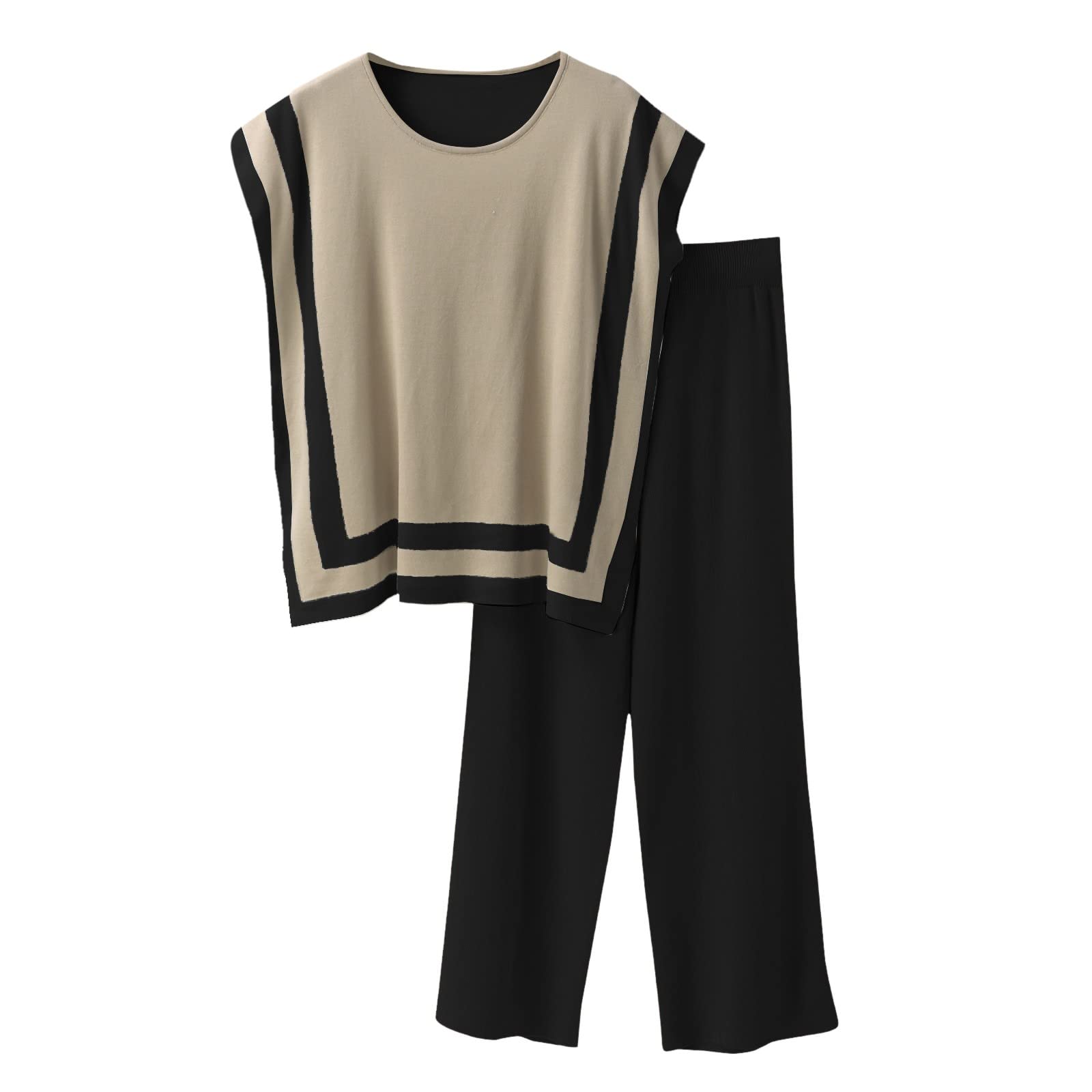 NHNKB Conjunto elegante y festivo de 2 piezas para mujer, conjunto de pantalones y parte superior, elegante, conjunto completo de manga corta, pantalones cortos unisex de algodón, sudadera, pantalones