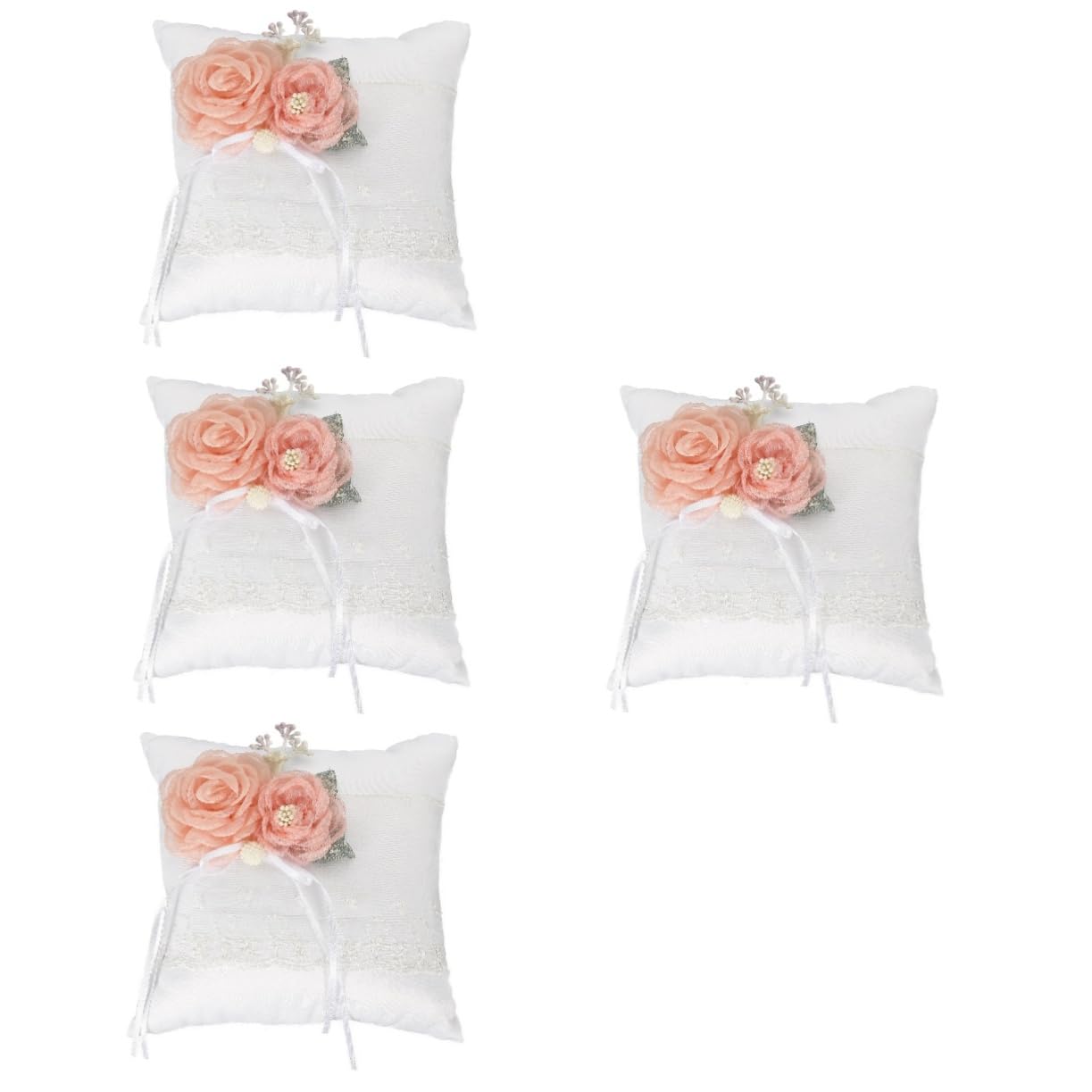 Abaodam 4pezzi Cuscino Portanello Nuziale Elegante Con Fiori Simulati Cuscino Per Anelli Da Cerimonia Decorazione Romantica Per Fidanzamento e Matrimonio Portatile e Leggero Accessorio