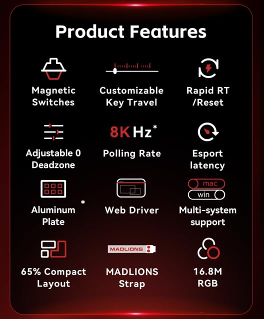 Image of Madlions MAD 68 Pro - Wooting Killer | Magnetic /Mechanical Gaming Keyboard 65% | 8000Hz Polling Rate | RT Latency /Reset Ultra Export | 16.5M RGB | Web Drivers | Magnetic Switch | US QWERTY Layout
