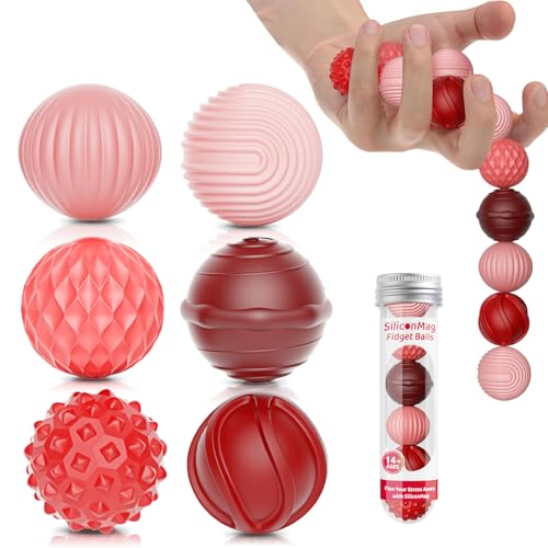 Silicone Magnetic Balls, Fidget Toys, 6-Pack Stress Relief Toys for Adults, Teens, Sensory Toy for Fingers Hands, Quiet Office Desk Toys with...
