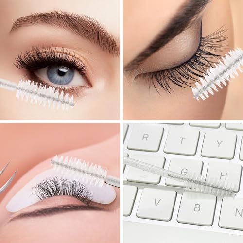 Image of 300 Pcs Disposable Mascara Wands Dual Ended Eyelash Brush Lip Brush, Lipstick Applicator Eyebrow Spoolies Brush for Eyelash Extensions - White